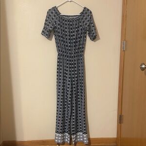 Tacera Black and White Patterned jumpsuit PS